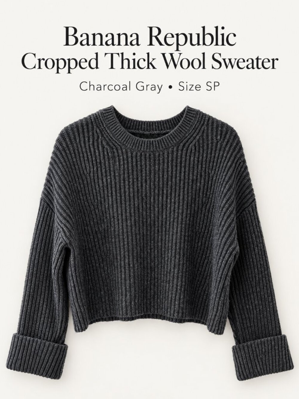 Banana Republic Charcoal Cropped Sweater